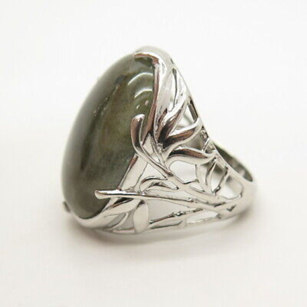 925 Sterling Silver Real Labradorite Gemstone Ring Size 9 - Picture 4 of 6